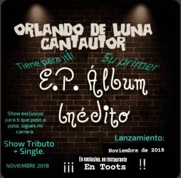 Flyer publicitario de la presentación del Álbum AÑOS LUZ, efectuado el 11 de Noviembre de 2018, en TOOTS.